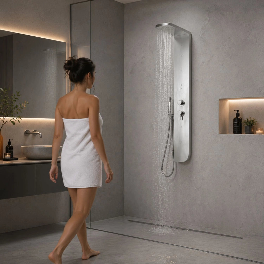Colonna doccia acciaio inox 3 funzioni 4 bocchette idro lombari l20xp50xh150 005b *** finitura- spazzolato, confezione 1