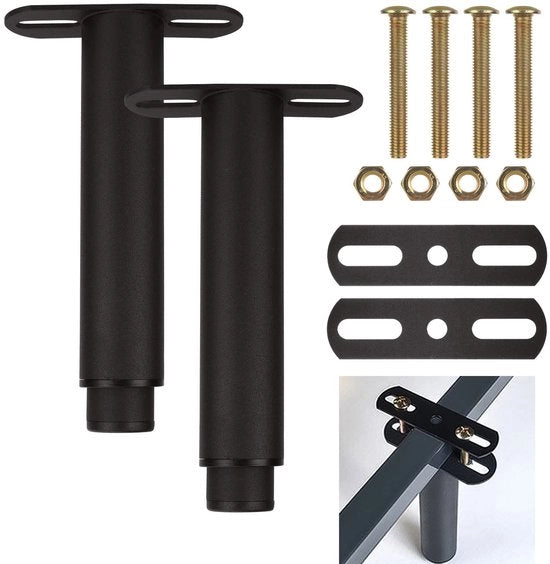 Set di Sostegni per Mobili Verstilabili 18-33 cm - Elevatore per Mobili - Sostegni in Metallo per Mobili - Set da 2 - Nero - Adatto per Letto/Cassettone/Banca