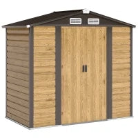 Capanno da giardino di area 2,36 m², in acciaio galvanizzato, facile da montare, 213x120x194cm Rovere