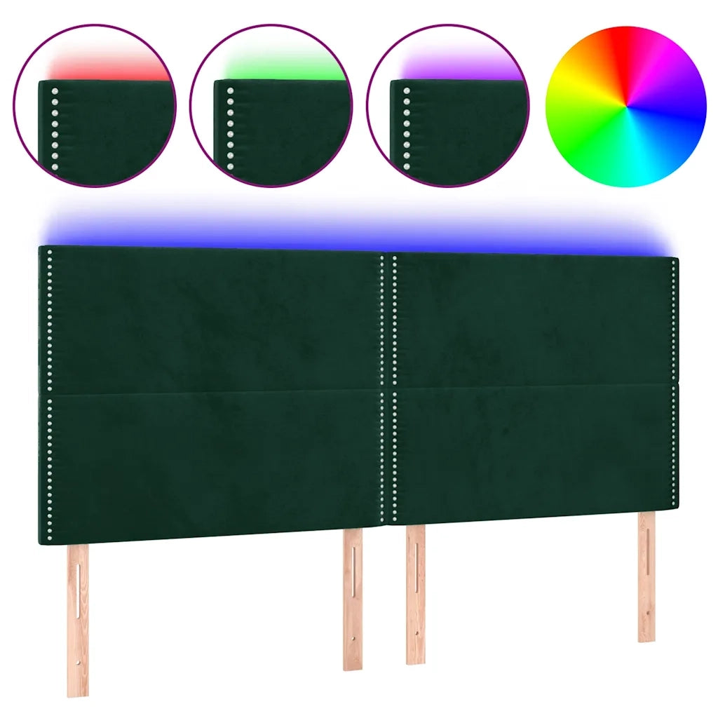 Testiera a LED Verde Scuro 180x5x118/128cm in Vellutocod mxl 73803