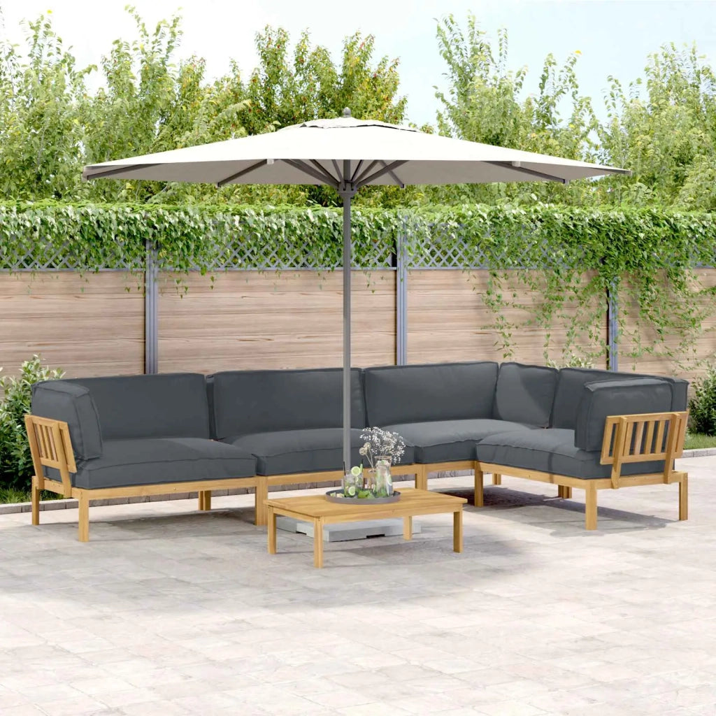 Set di divani 5 pcs Antracite Legno di Acacia Massello