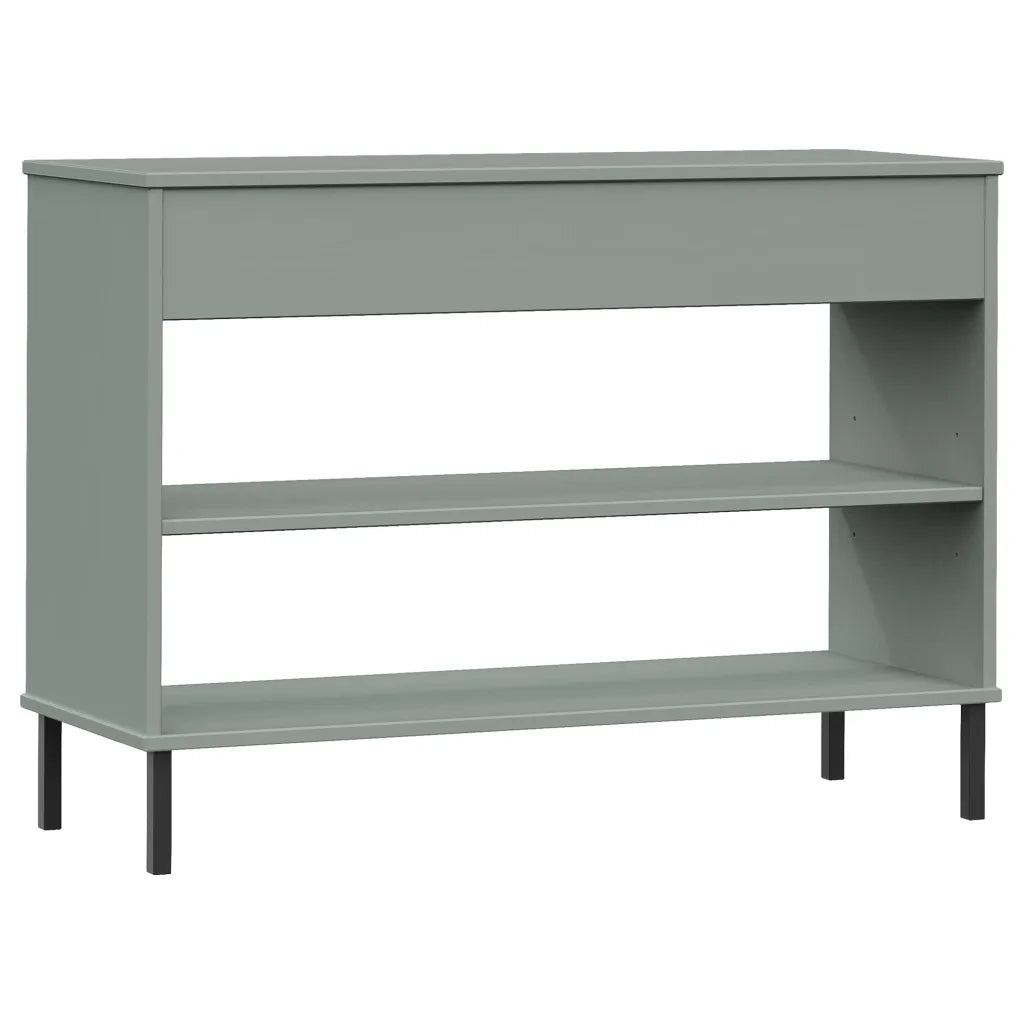 Mobile Consolle Gambe Metallo Grigio Legno Massello Pino OSLO 351004