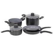Set di 2 Batteria 7pz Greta Alluminio Stampato Fondo Induzione Interno Effetto Marmor