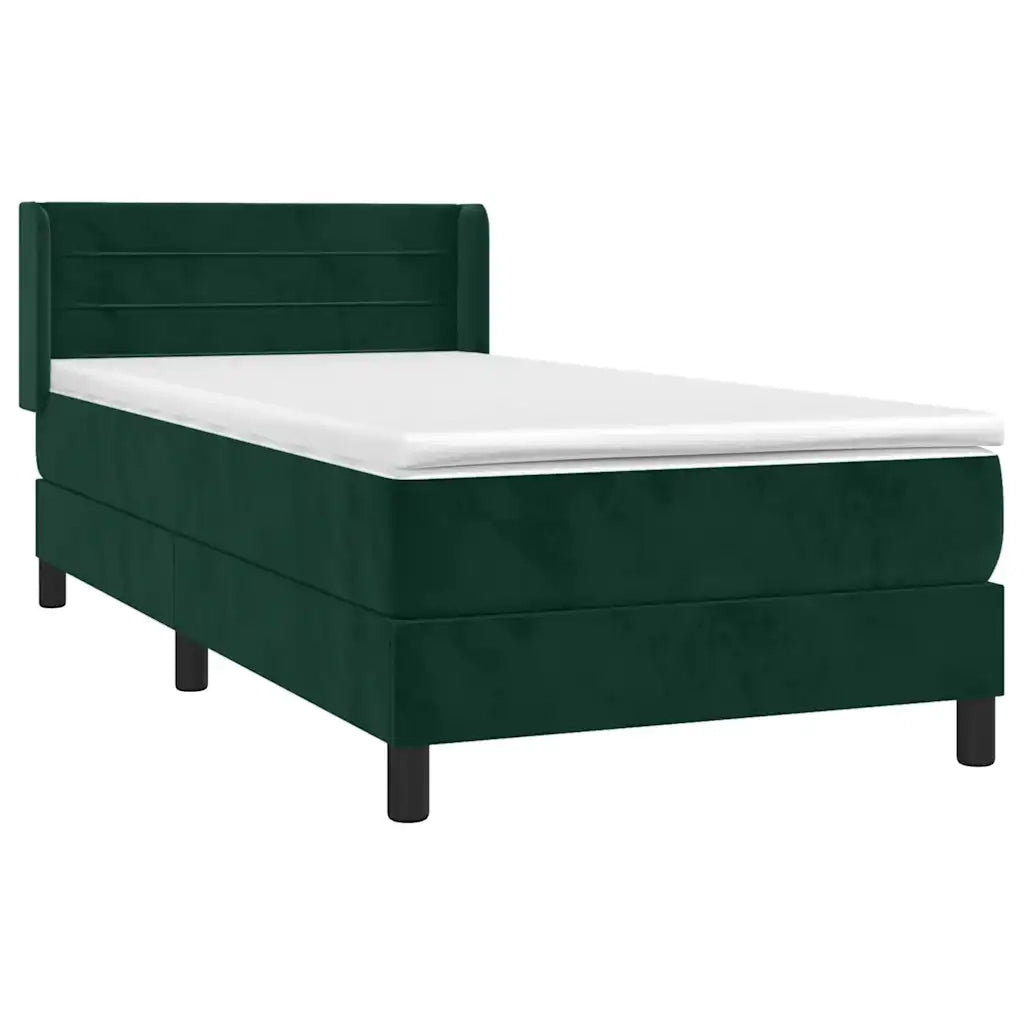 Giroletto a Molle con Materasso Verde Scuro 100x200 cm Velluto 3131006