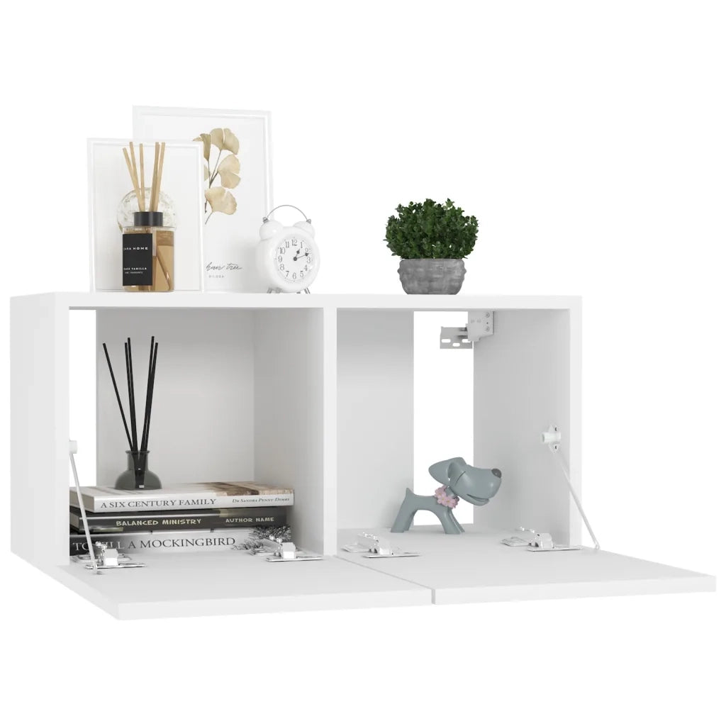 Mobili Porta TV Pensili 2pz-Credenza TV-Console TV Bianchi 60x30x30 cm