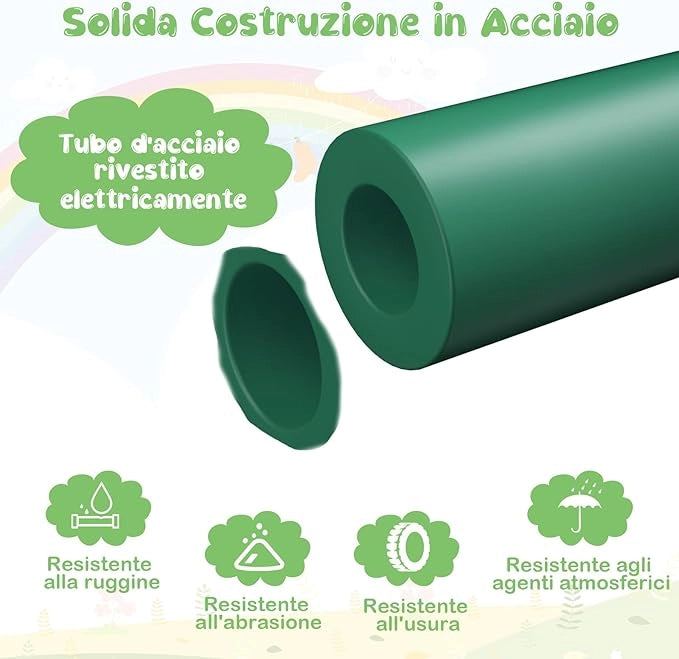 Cupola di Arrampicata, Struttura per Arrampicata con Scivolo, Capacità di Carico di 180 KG, per Bambini da 3 a 10 Anni, Ideale per Palestra, Cortile e Giardino (Stile 2 Verde Scuro)