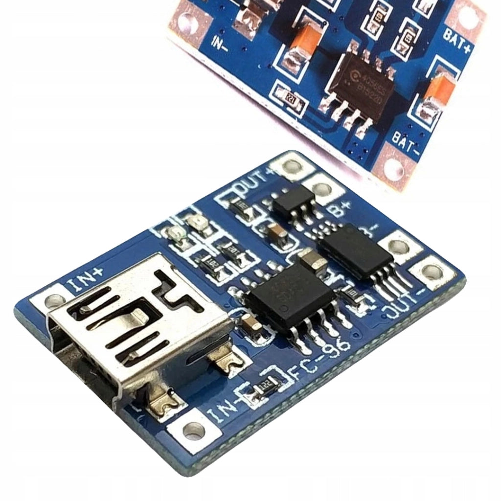 Caricabatterie Li-Ion TP4056 – Mini USB 5V 1A | Tensione Ingresso 4.5V-5.5V, Corrente Massima 1A