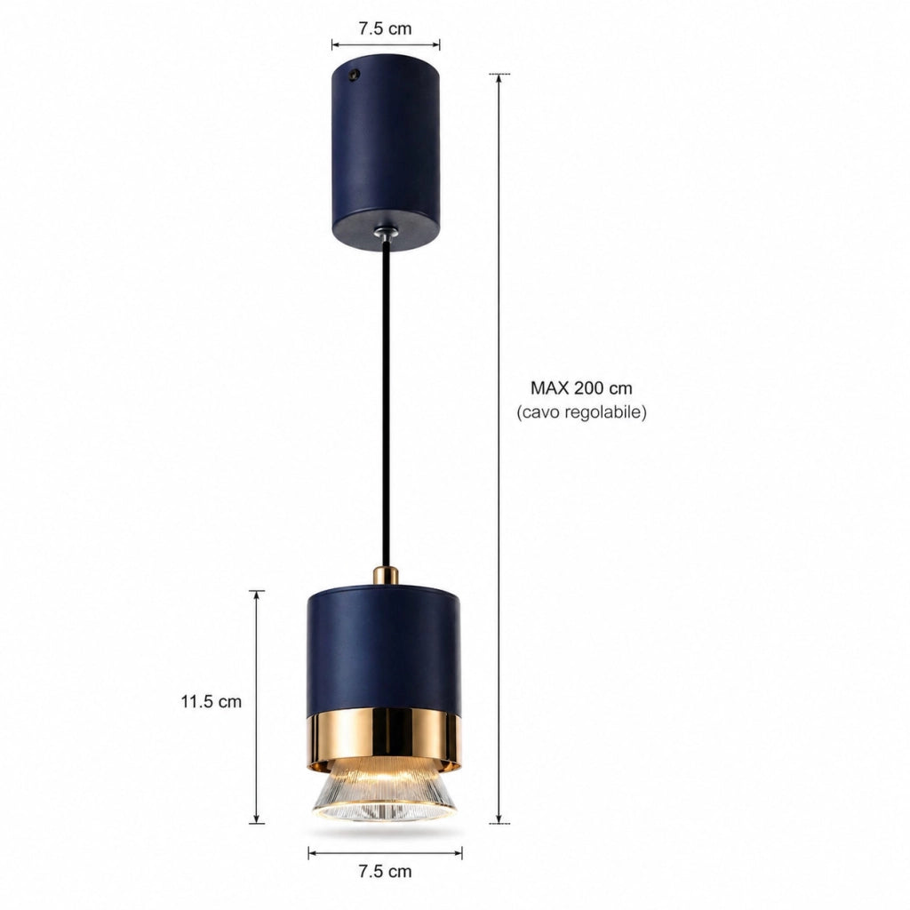 LAMPADARIO LED A SOSPENSIONE MODERNO BLU ORO 6W CCT REGOLABILE 3000K-6000K LP034