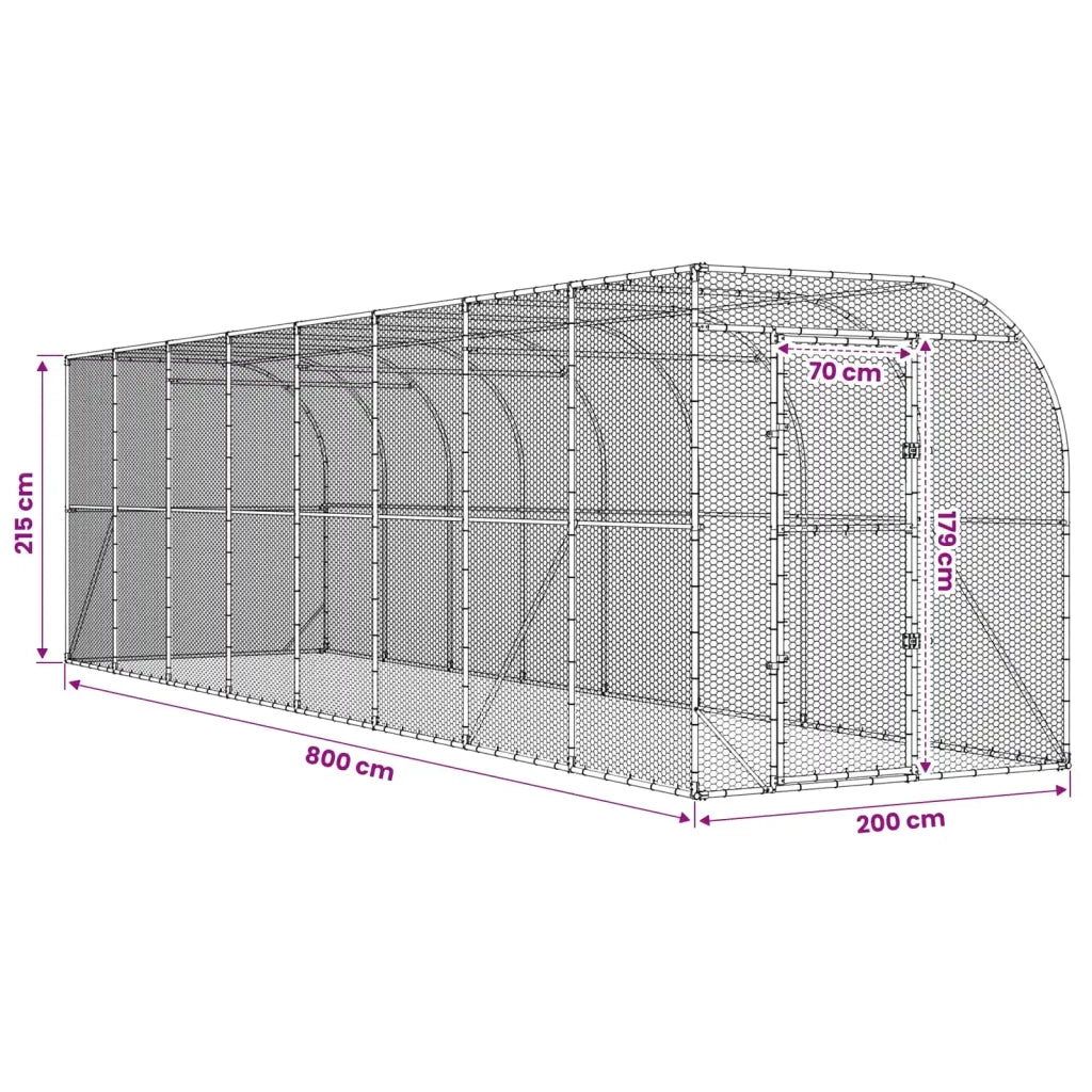 Gabbia per Polli Contro il Muro Argento 600 x 150 x 215 cm 3434733