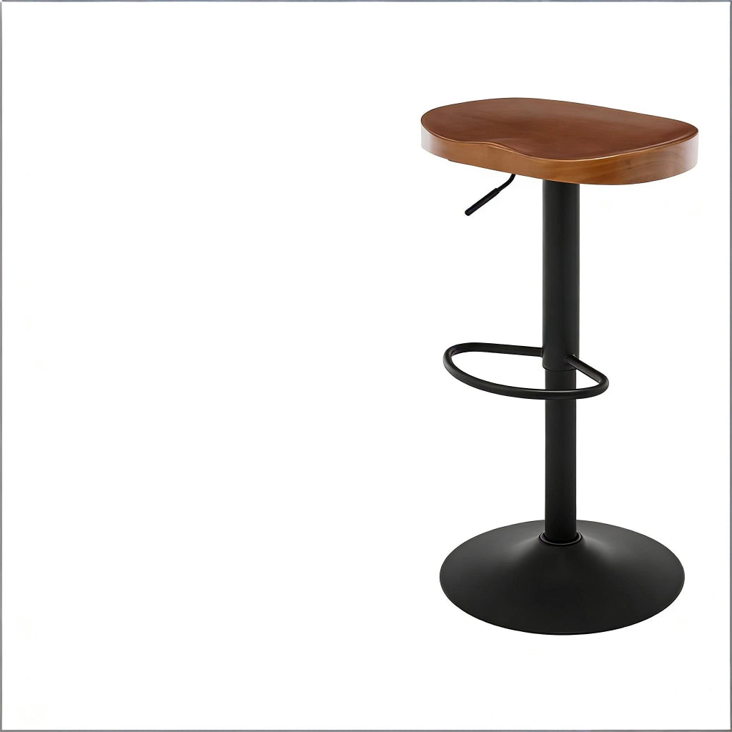 SGABELLO GIREVOLE REGOLABILE 41,5x31,5x60-81 cm Legno massello e metallo Marrone
