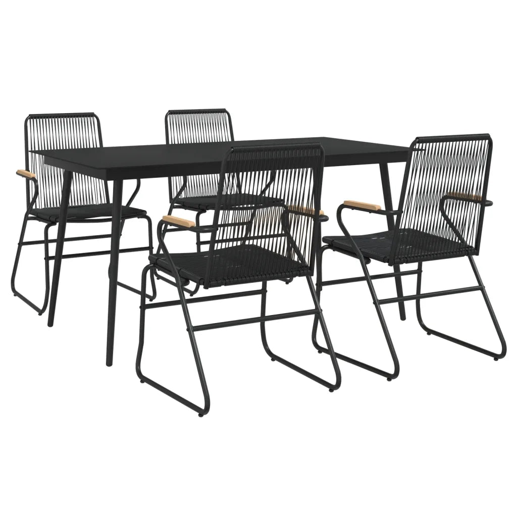 Set da Pranzo da Giardino 5 pz | Set Salotto da Giardino Nero in Rattan PVC