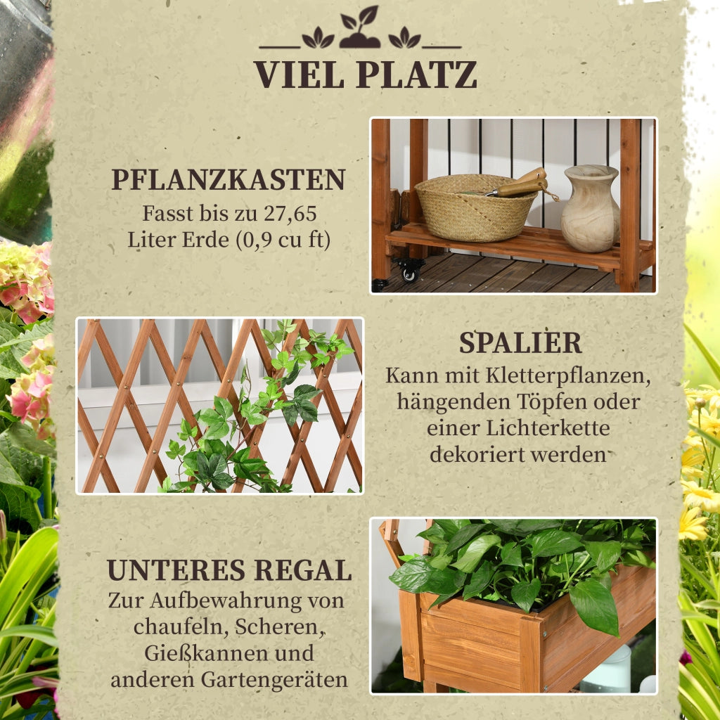Hochbeet con spalier e scaffale ¨C zephmum ¨C legno massello marrone 79x29x130 cm