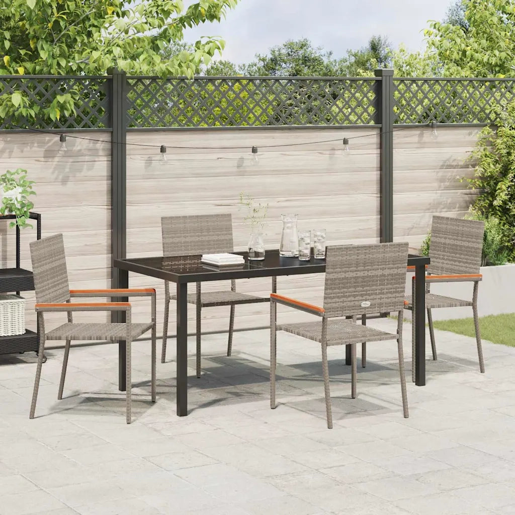 Set da Pranzo per Giardino con cuscino 5 pcs Grigio polyrattan 3379712