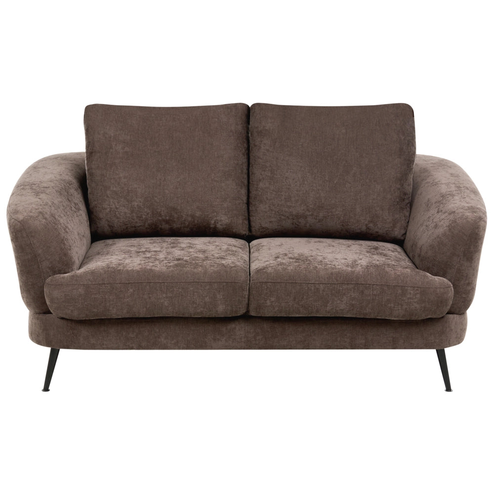 Set divano 3 posti Rivestimento in ciniglia marrone scuro Gambe in ferro con braccioli Soggiorno Stile moderno