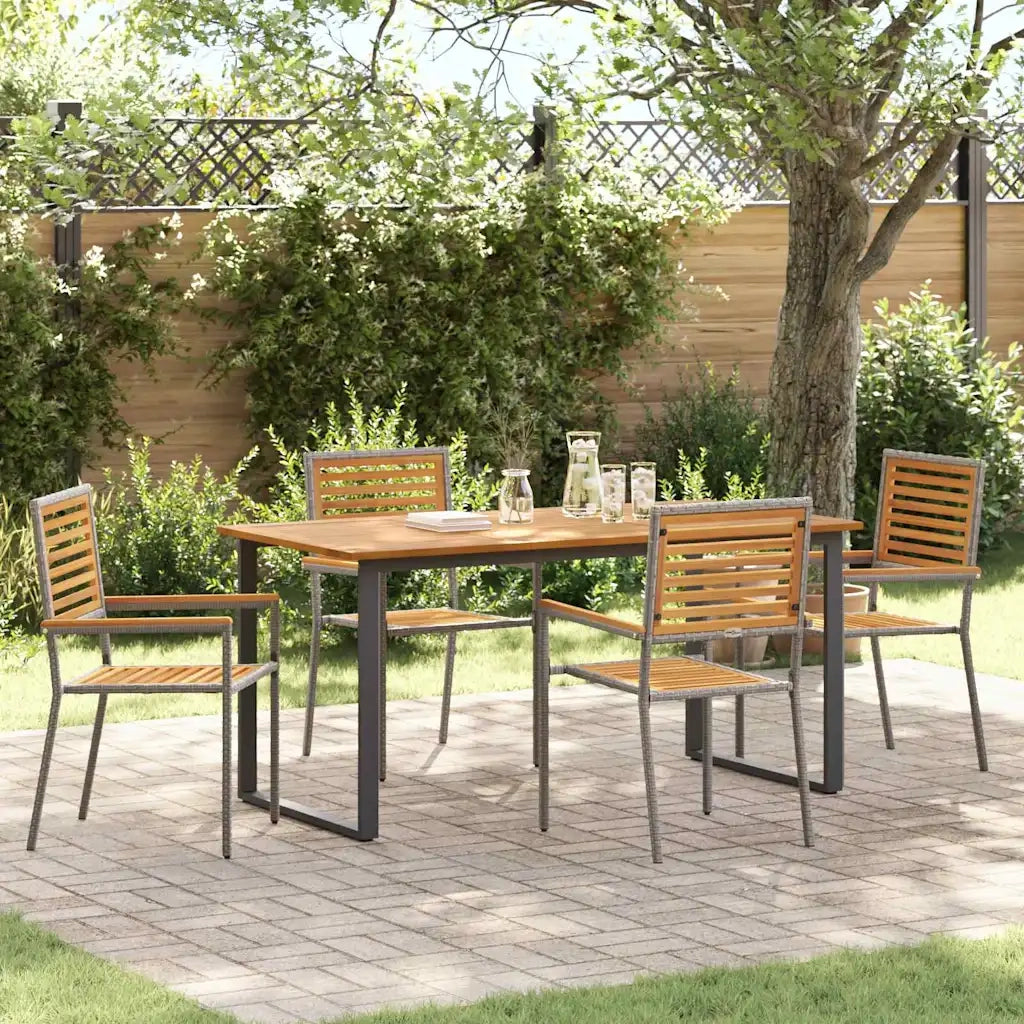 Set da Pranzo per Giardino 5 pcs Grigio