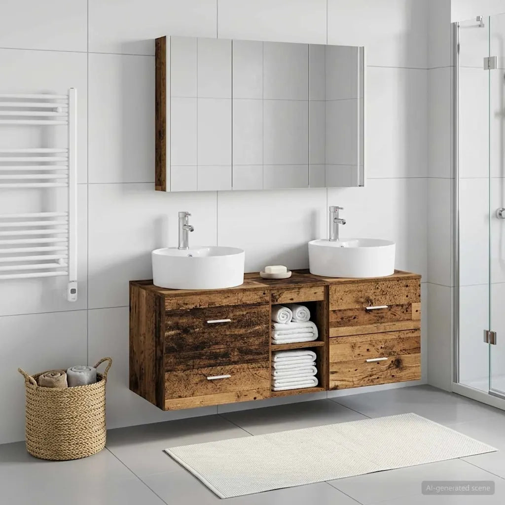 Set di mobili per il bagno 4 pcs Legno antico 3406909
