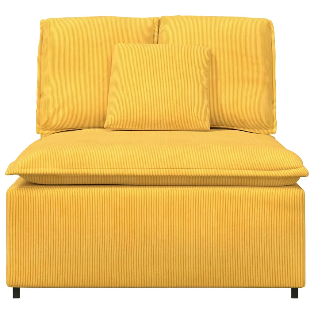 Modulo Centrale Divano Modulare con Cuscini Giallo Chiaro 100cm
