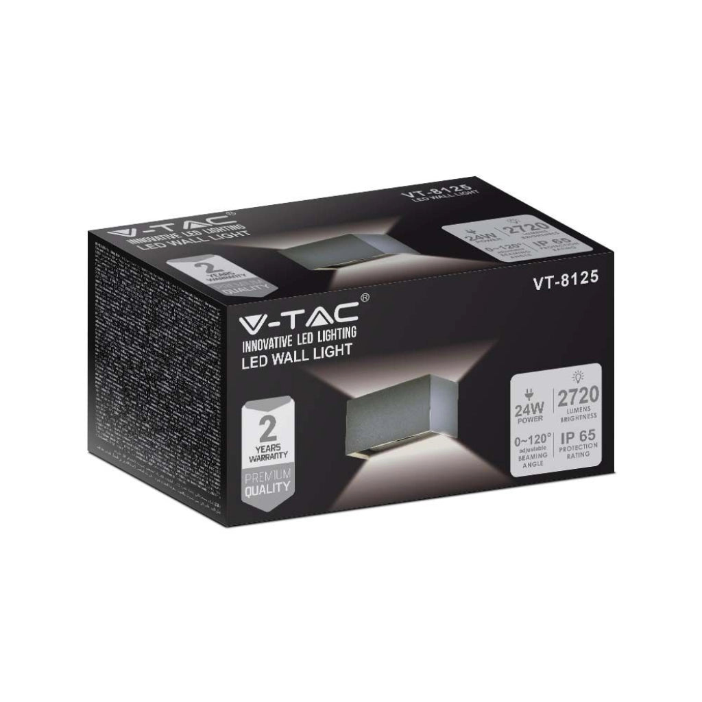 Luce led da parete 24W 3000K da esterno IP65 colore grigio chiaro 