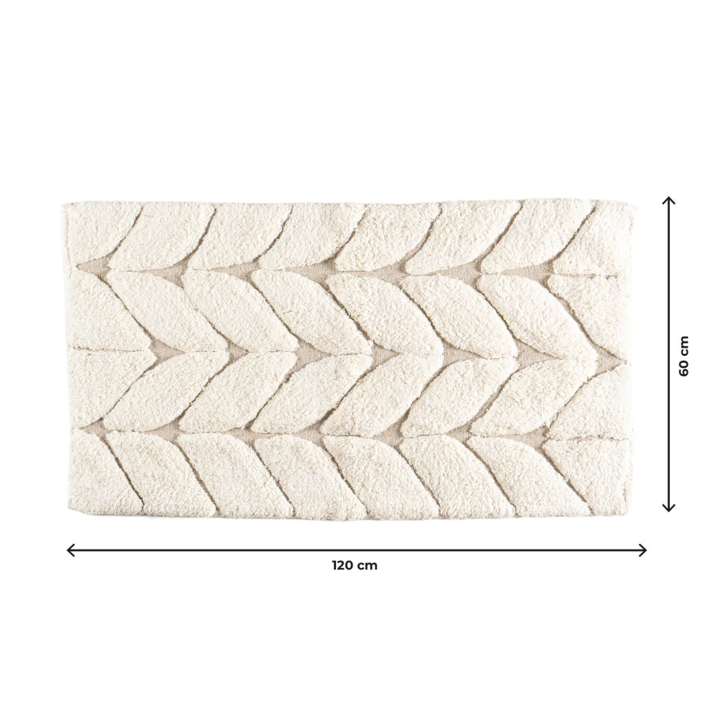 Tappeto Bagno Antiscivolo In Cotone Effetto Rilievo Assorbente, Morbido, Lavabile in Lavatrice 50x80 / 60x120 cm Bianco - 60x120 cm