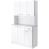 Credenza da Cucina Contemporanea con Molteplici Spazi di Stoccaggio 6 Ante 1 Cassetto, Ampio Piano