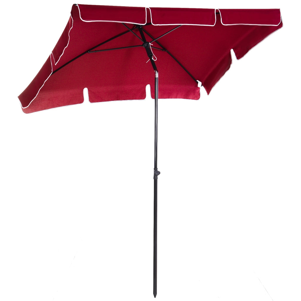 Easycomfort Ombrellone da Giardino Rettangolare 2x2.4 m con Inclinazione Regolabile, Rosso e Nero