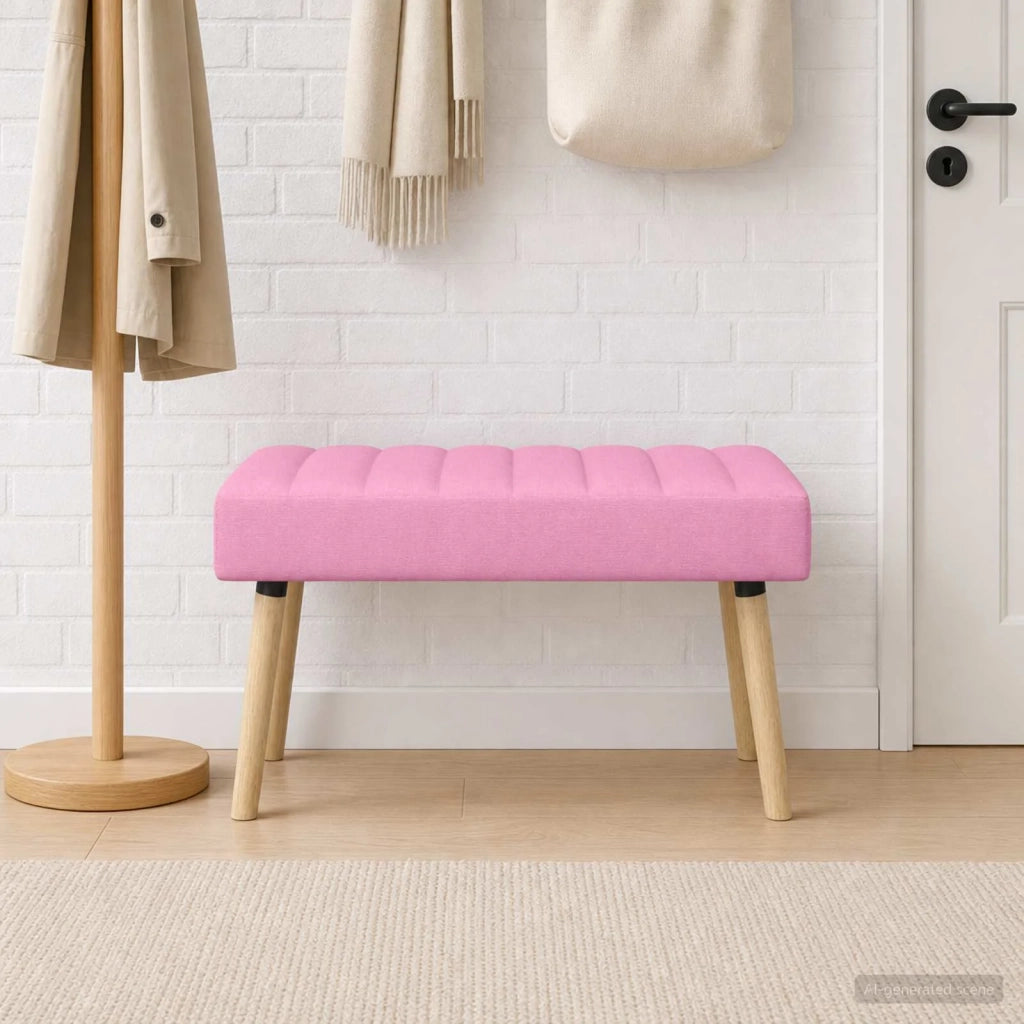 Panchina trapuntata a canale Rosa 80 x 40 x 46 cm Tessuto 42038485