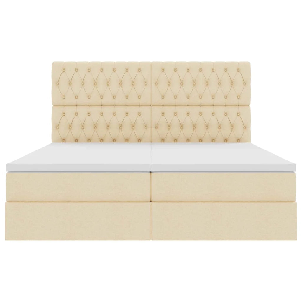 Letto con Contenitore Crema 180 x 200 cm Pelle Sintetica 3372213