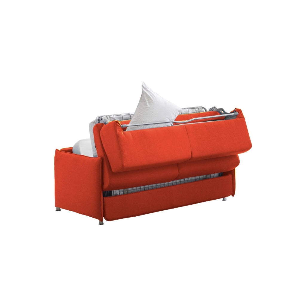 Verceia, Divano Letto 2 Posti Sfoderabile Made in Italy, 160x95 cm Arancione
