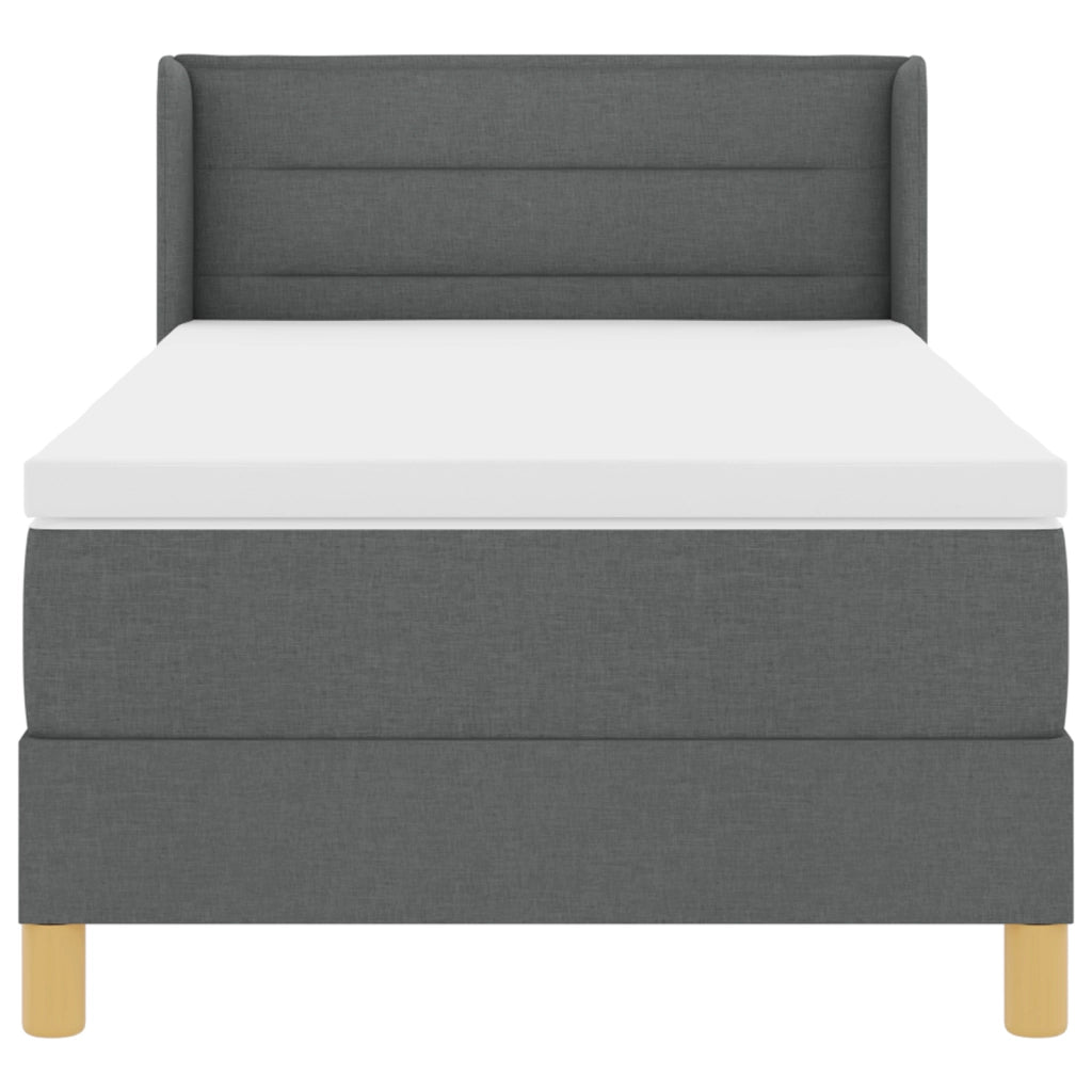 Letto con Box Spring e Materasso Grigio Scuro 100x200 cm Tessuto