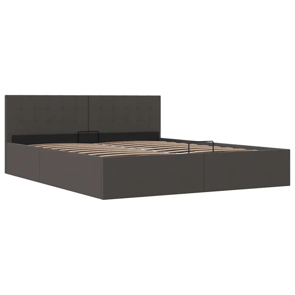 Giroletto con Contenitore-Struttura Letto con contenitore Grigio Scuro in Tessuto 160x200 cm