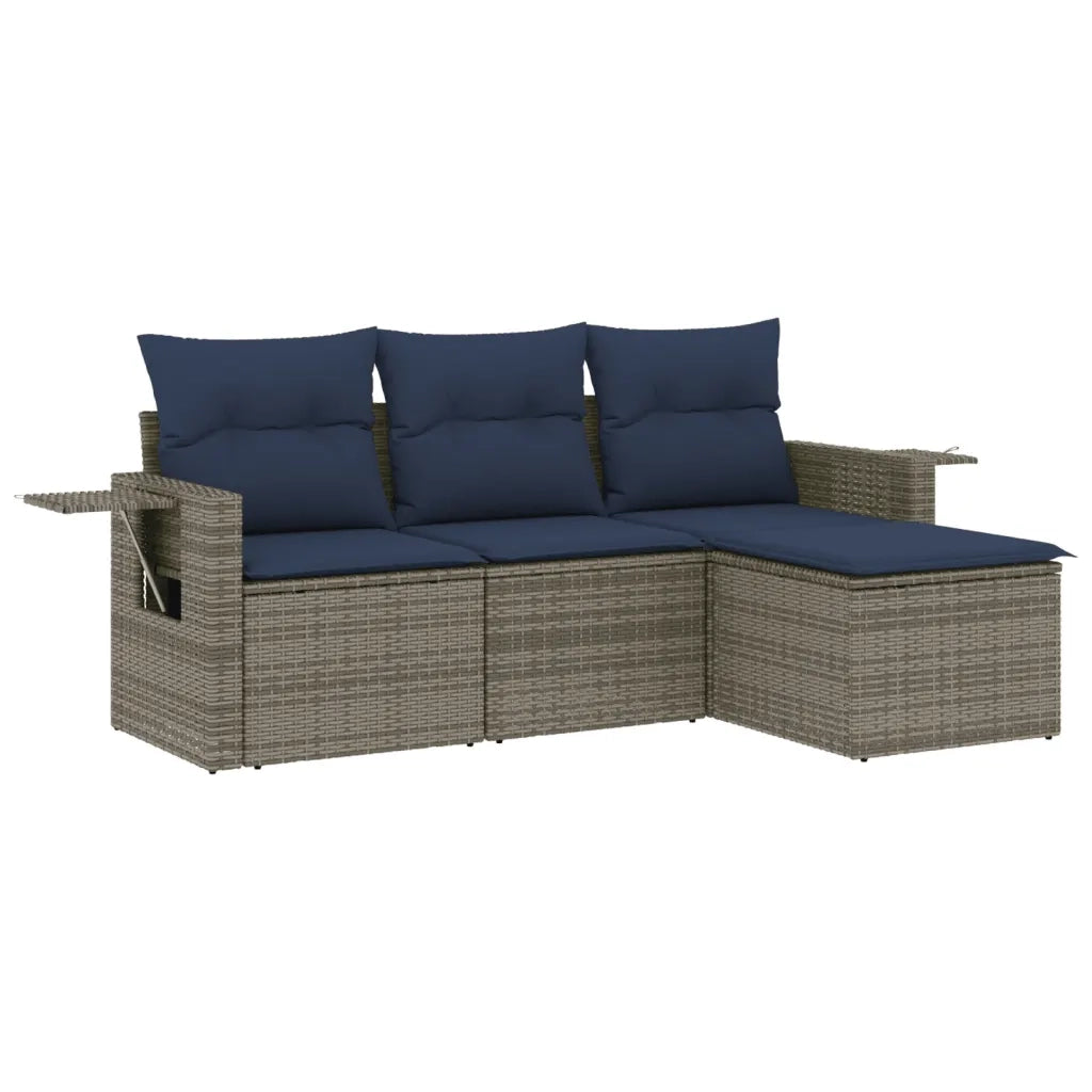 Set Divani da Giardino 4 pz con Cuscini Grigio in Polyrattan 3220070