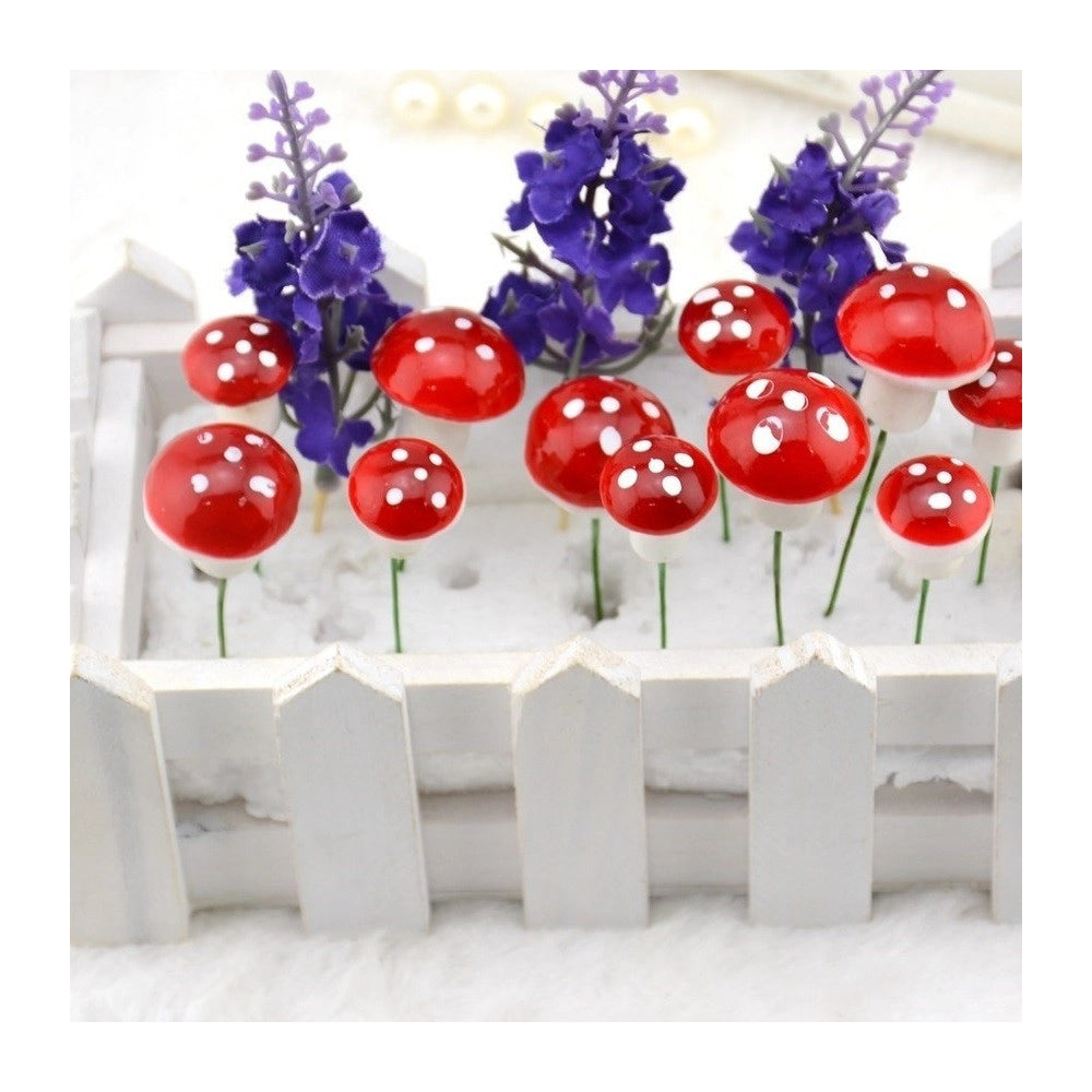 Trade Shop - Funghi 20 Pezzi Fungo Artificiale Rosso Pianta Decorazione Casa Centrotavola -