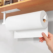 Houder per rol per cucina, adesiva o perforabile, bianco, contenitore per asciugamani in carta per fissaggio alla parete per la cucina, dispenser per roli di cucina in acciaio inossidabile SUS304 sotto il mobile