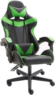 Sedie Gaming, Sedia Portacomputer da Ufficio con Supporto Lombare e Braccioli Imbottiti, Regolabile in Altezza, Ergonomica, Inclinabile 90-135 ° (Nero e Verde)