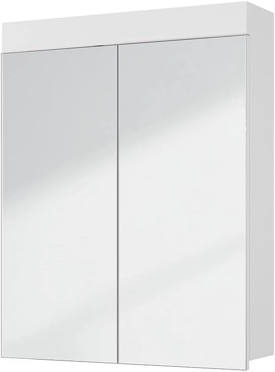 Specchio contenitore bagno Luna, Bianco, 60 x 77 cm, per montaggio a parete, combinabile con altri mobili Luna