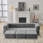 Divano Letto Chenille 3 Posti con Poggiapiedi ¨C Xylo ¨C Grigio