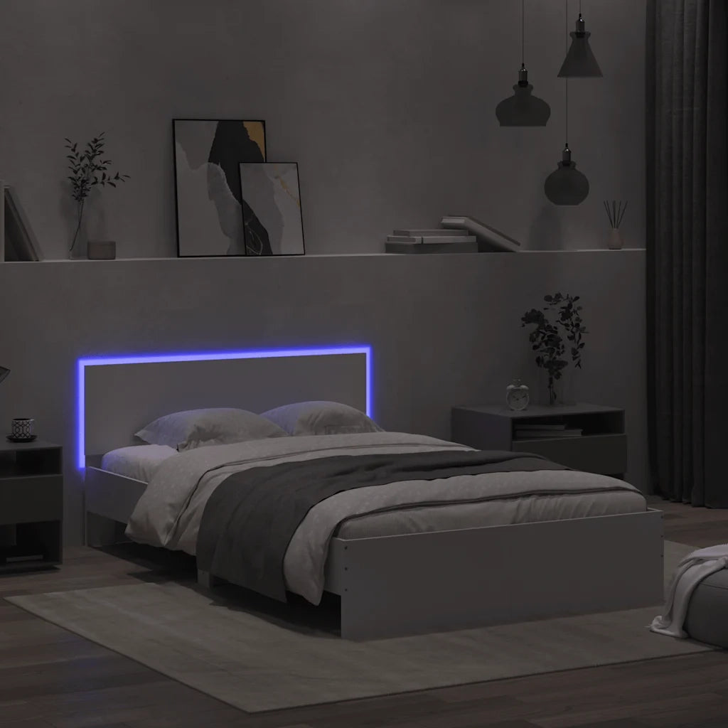 Giroletto con Testiera e LED Bianco 120x200 cm