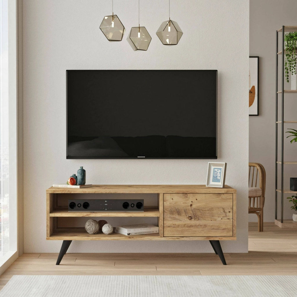 Mobile porta TV Max, Credenza da soggiorno, Armadio basso per TV, Base parete attrezzata, 110x40h44 cm, Quercia