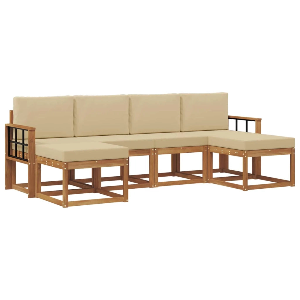 Set di divani da esterno con cuscino 6 pcs Naturale e Beige
