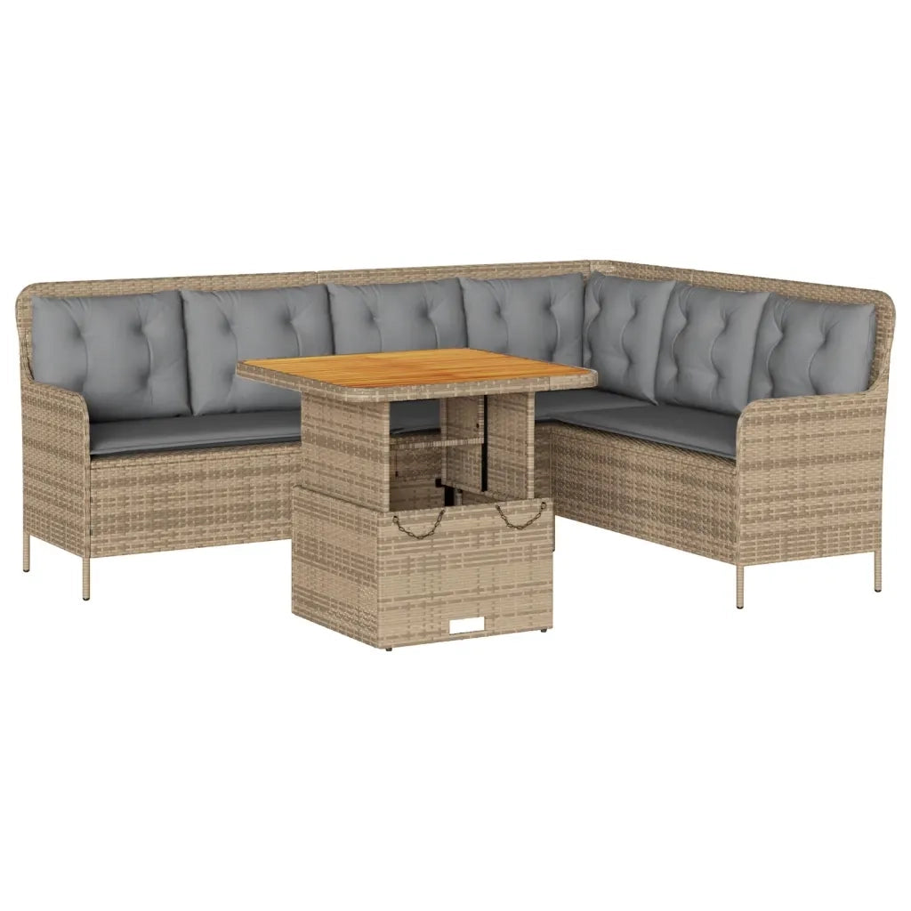 Set Divani da Giardino 2 pz con Cuscini Beige in Polyrattan