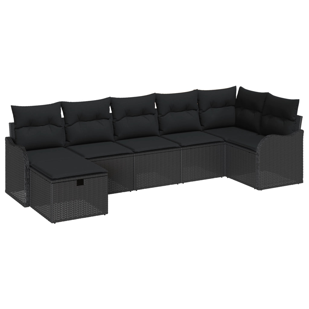 Set di Divani da Giardino  con Cuscini Nero Polirattan