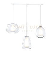 SOSPENSIONE BIANCO 3 LUCI RETTANGOLARE VETRI ALPHA + BETA + GAMMA TRASPARENTI 1176BI-S3 R ABG-TR