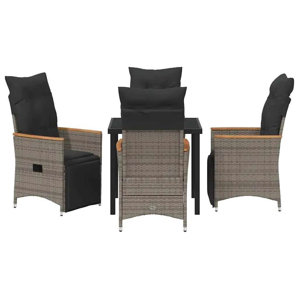 Set da Pranzo per Giardino con cuscino 5 pcs Grigio polyrattan