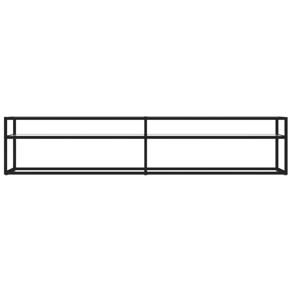 Mobile Porta TV Marmo Bianco 200x40x40,5 cm in Vetro Temperato 331728
