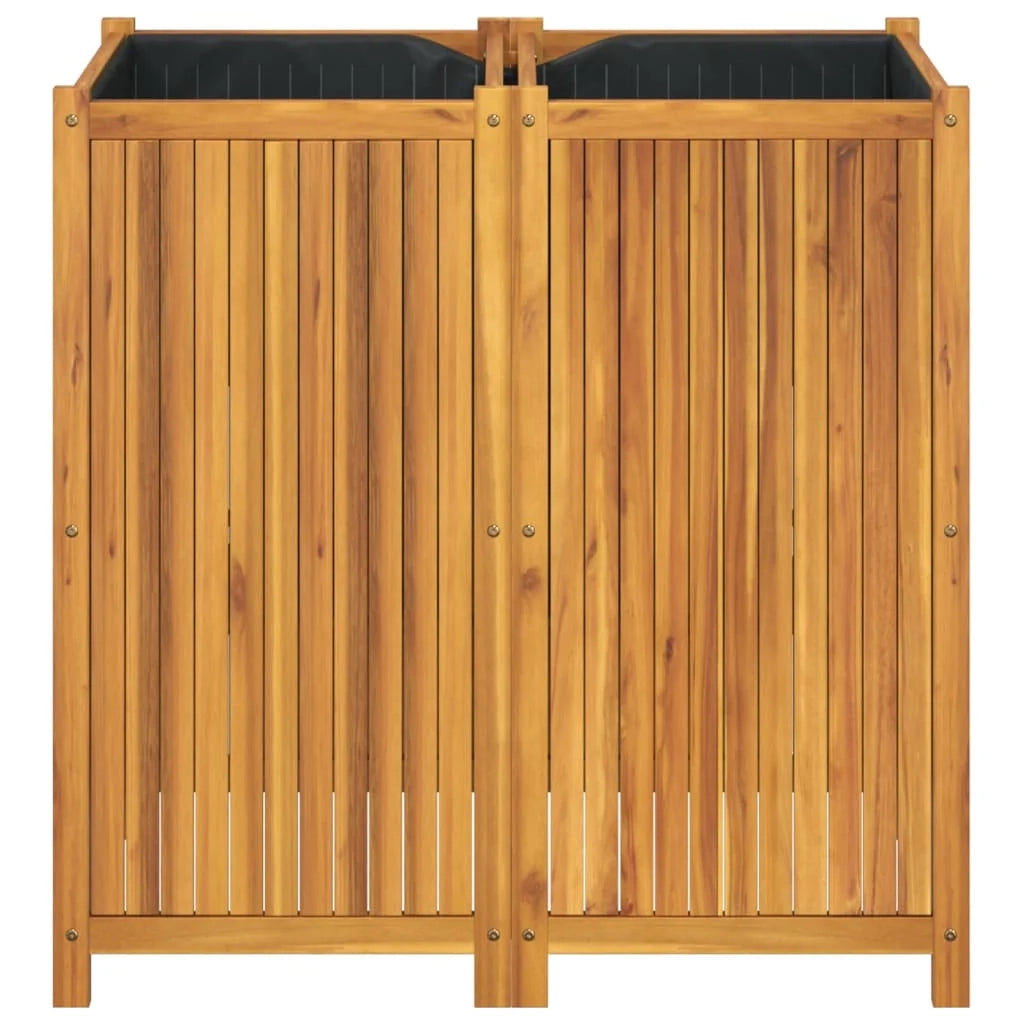 Aiuola rialzata/fioriera con rivestimento 100 x 50 x 100 cm legno massello di acacia marrone 02_0038118