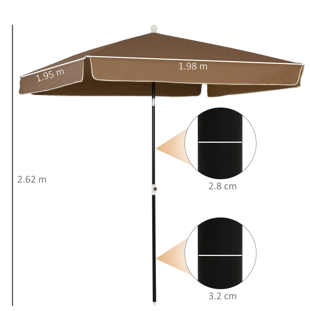 EasyComfort Ombrellone 2x2 m da Esterno con Tettuccio Quadrato, Regolabile e Portatile, in Metallo e Poliestere, Caffè