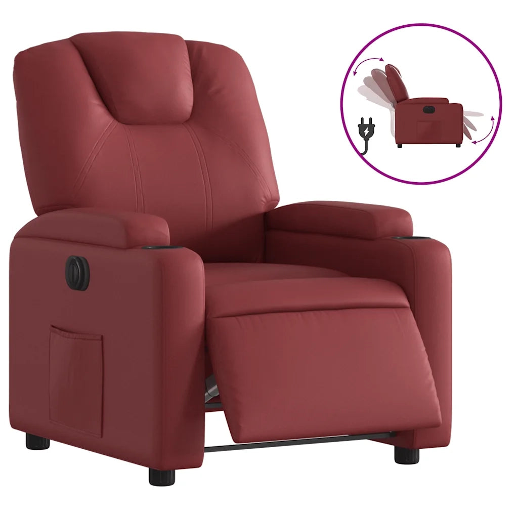 Poltrona Reclinabile Elettrica Rosso Vino in Similpelle 3204420