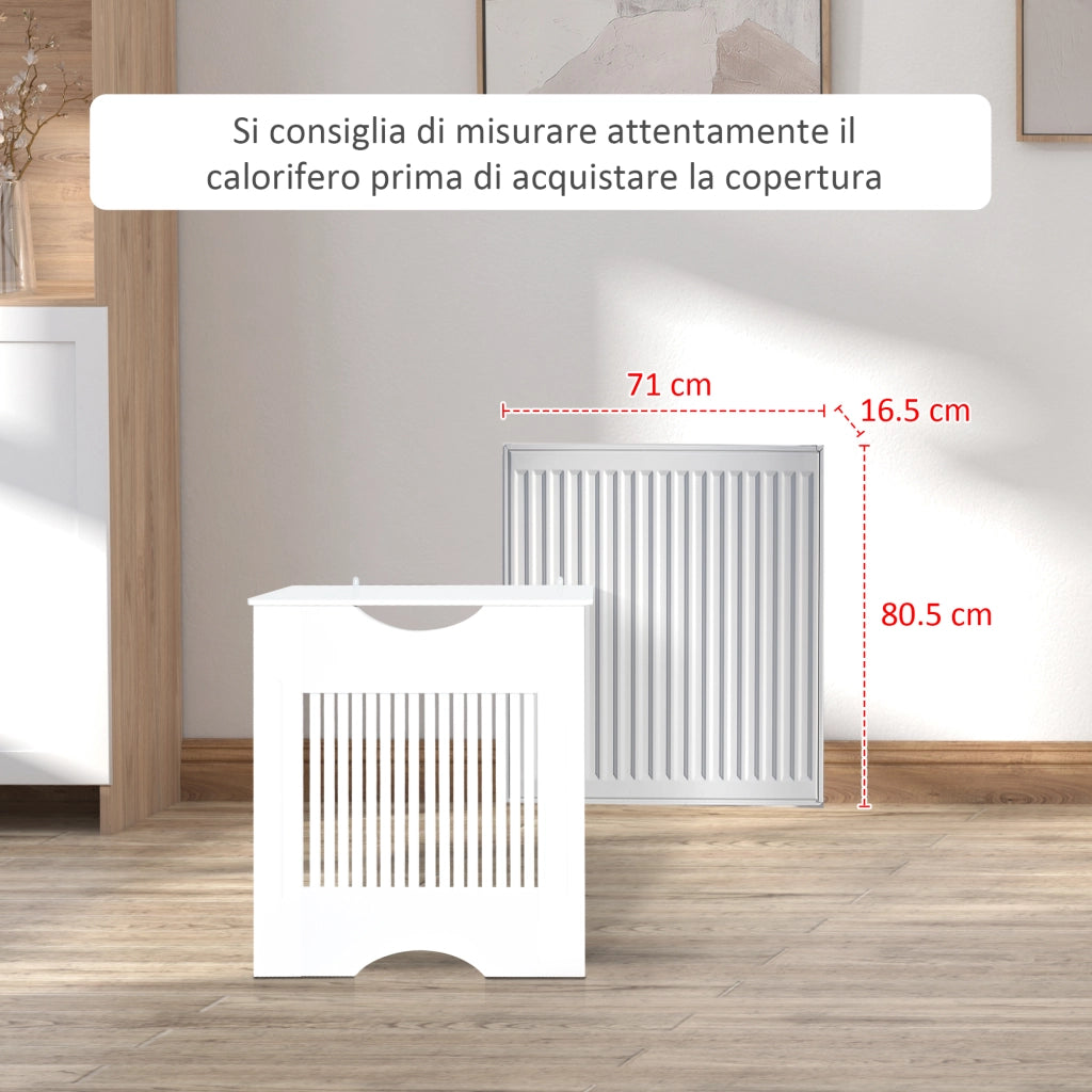 Copritermosifone Bianco in MDF con Piano d'Appoggio e Design Antiribaltamento. 78x19x82 cm