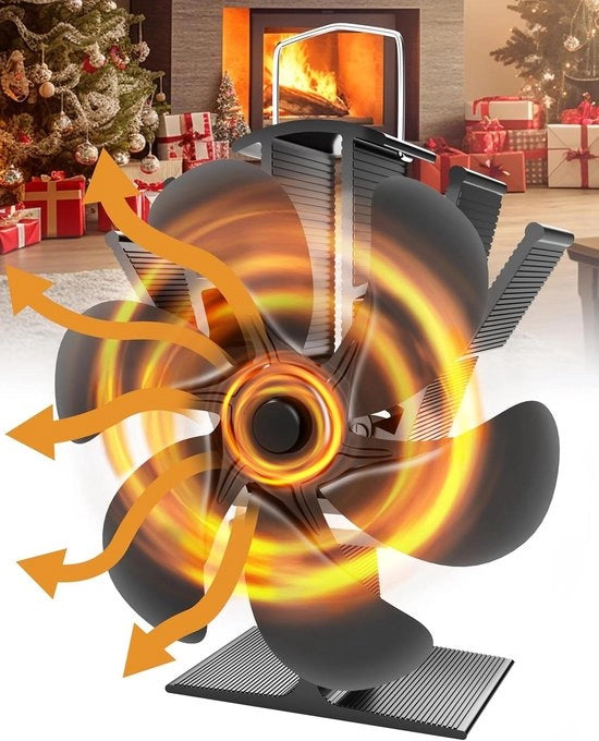 Ventilatore a 6 pale per caldaia a pellet e a legna - Funzionamento silenzioso senza elettricità - Spinto dal calore