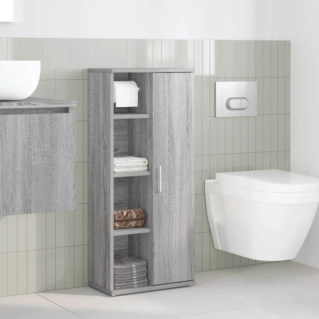 Mobile da Bagno | Armadio da bagno con Portarotolo Grigio Sonoma 39x22x90 cm